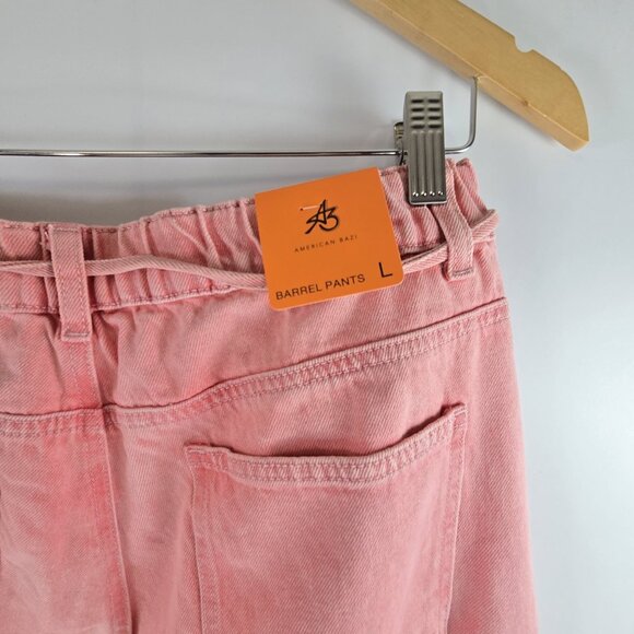 American Bazi Pink Barrel Pants L High-Rise Relaxed Fit Color-Washed NWT - Picture 6 of 11